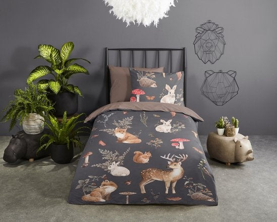 Pure kinderdekbedovertrek Rox bosdieren - microvezel - eenpersoons (140x220 + 60x70 cm)