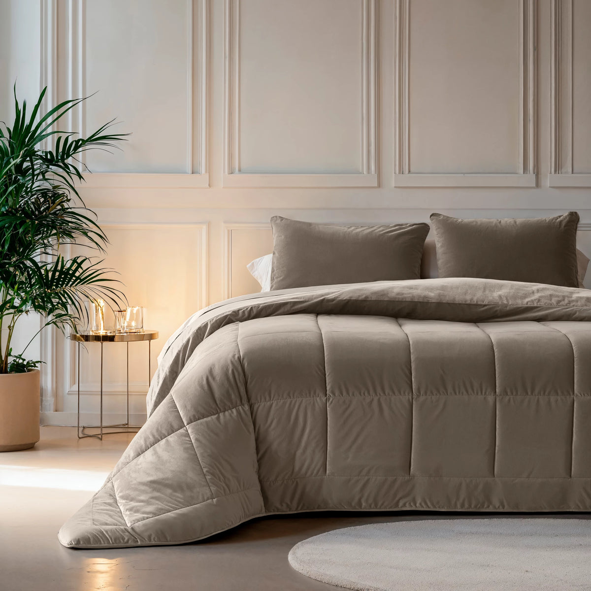 Lazy dekbed zonder overtrek velvet - Taupe/Grijs