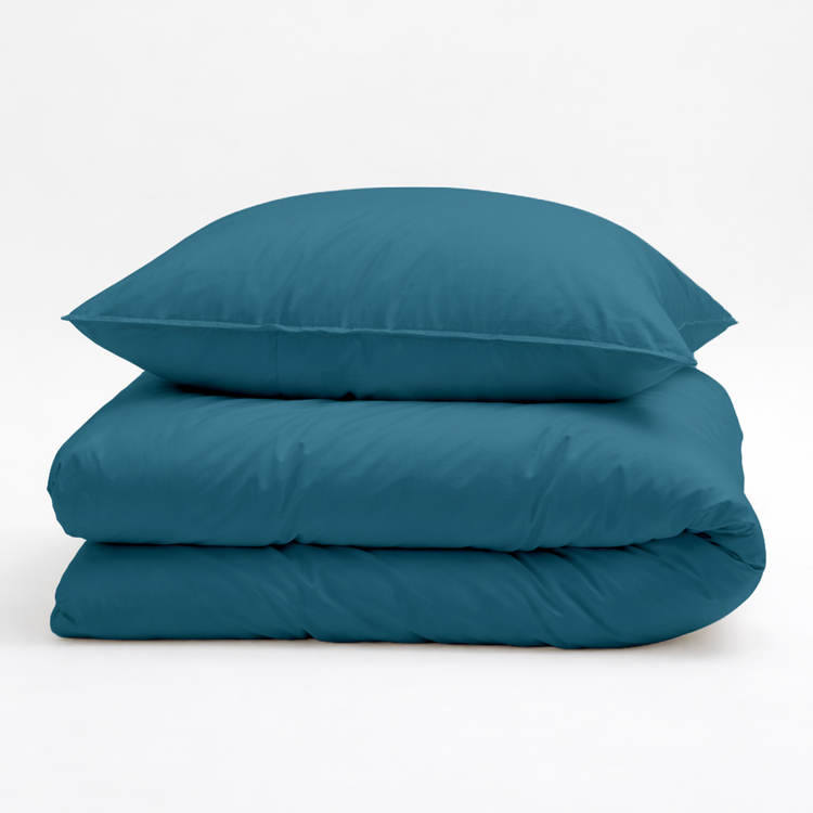 Decoware dekbedovertrek uni - blauw - katoensatijn - eenpersoons