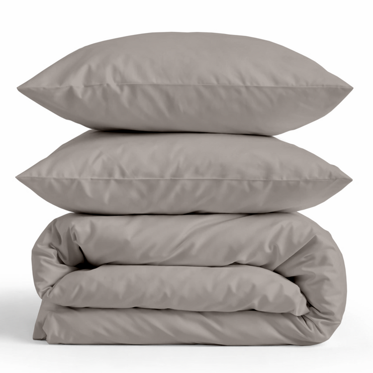 Decoware dekbedovertrek uni - warm stone - katoensatijn - tweepersoons