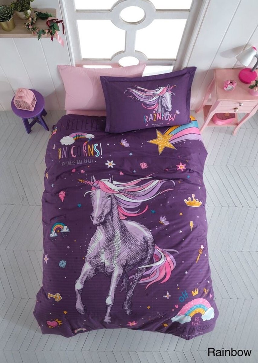 Decoware kinderdekbedovertrek Rainbow unicorn - katoen - eenpersoons