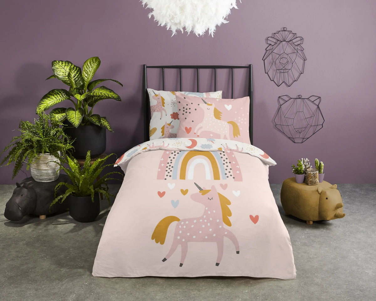 Good Morning peuterdekbedovertrek Unicorn Love - katoen (120x150 + 60x70 cm)
