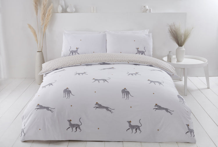 Purest Home dekbedovertrek Leopard - grijs - Polykatoen - lits-jumeaux (230x220 + 2st. 50x75 cm)