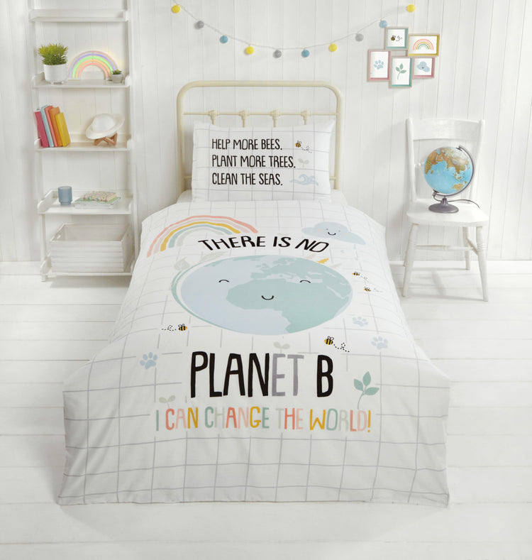 Purest Home dekbedovertrek Planet B - wit - polykatoen