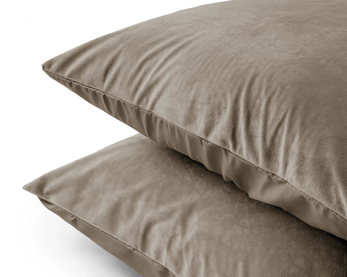 Sleeptime Kussensloop (Per 2 st) - Taupe/Grijs - Velvet