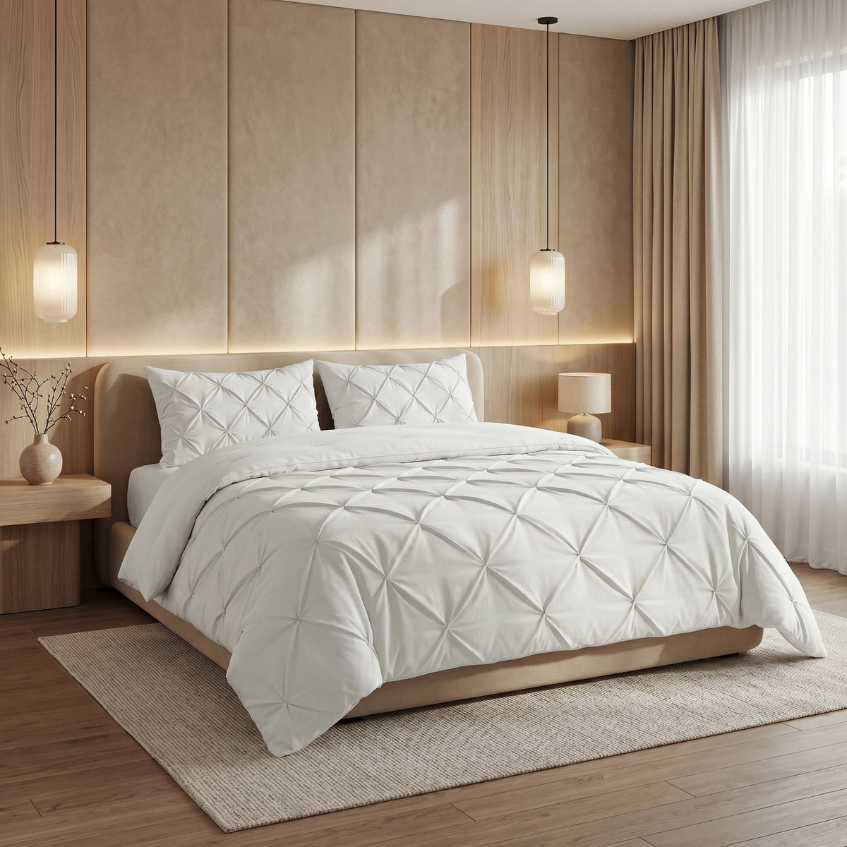 Sleeptime Lazy dekbed en overtrek in 1 - Pintuck - off white - exclusief kussensloop