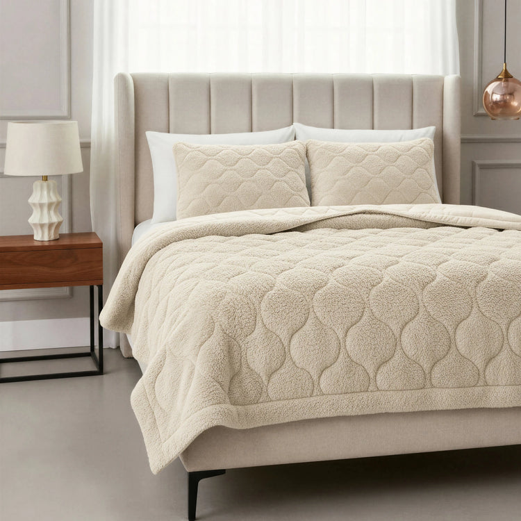 Sleeptime Lazy dekbed en overtrek in 1 Teddy - inclusief kussensloop - Beige