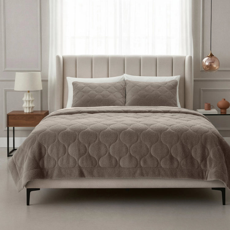 Sleeptime Lazy dekbed en overtrek in 1 Teddy - inclusief kussensloop - Taupe