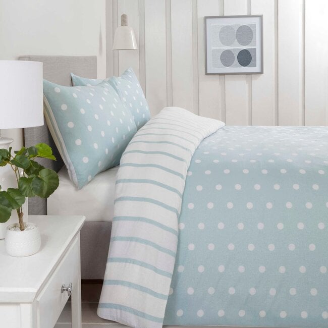So Soft dekbedovertrek Spots & Stripes - blauw - microvezel - lits-jumeaux (230x220 + 2st. 50x75 cm)