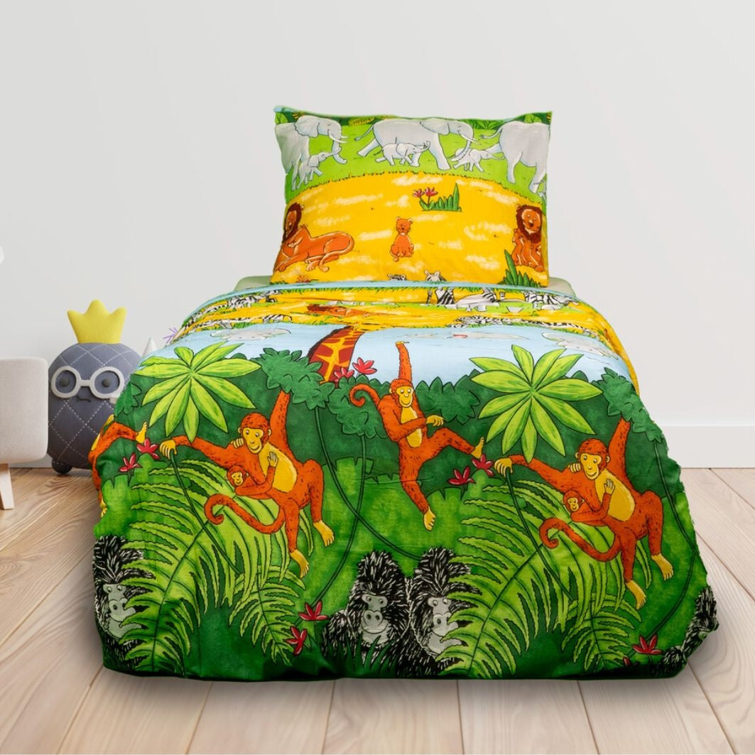 Decoware kinderdekbedovertrek Jungle - katoen - eenpersoons (140x220 + 60x70 cm)