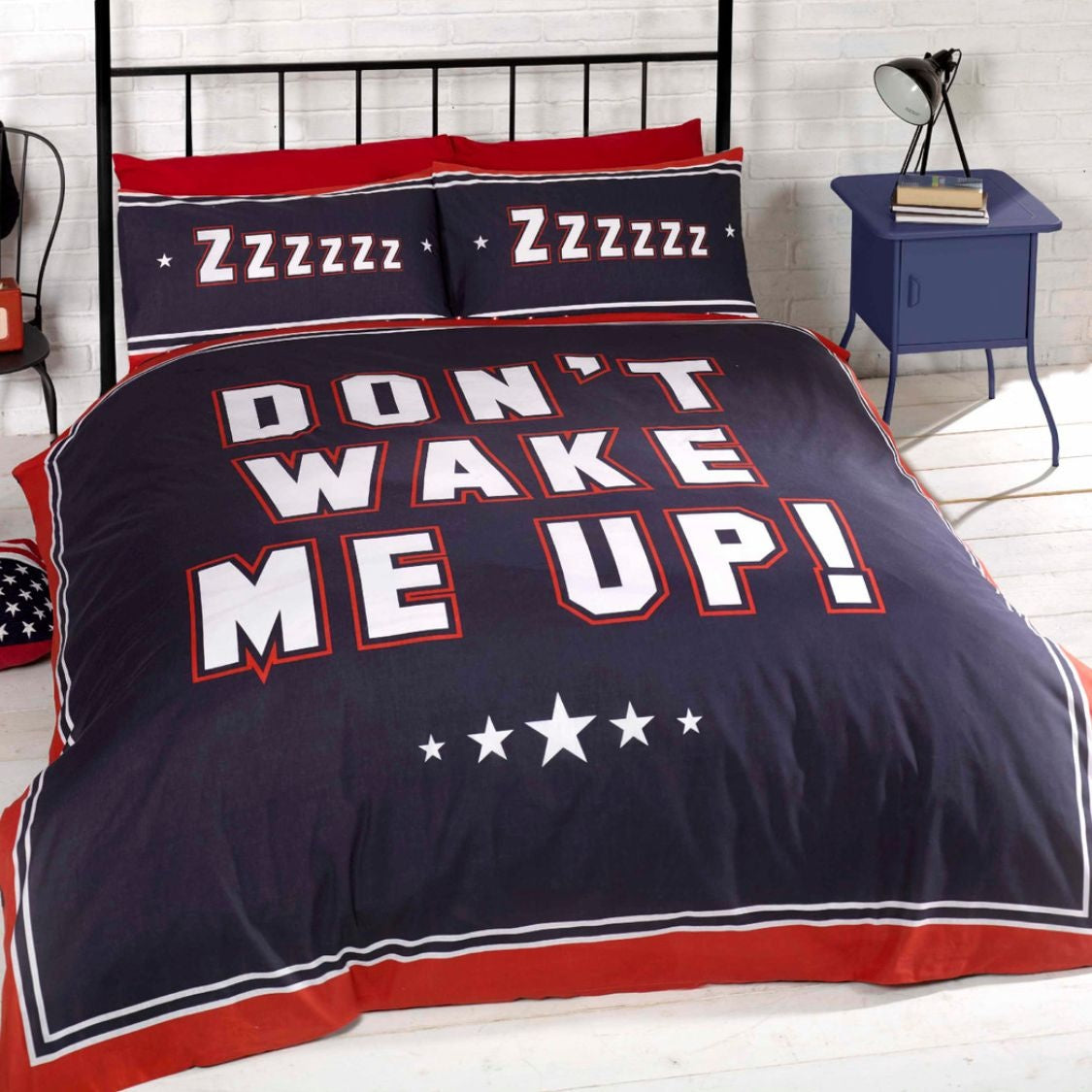 Finest Homeware Polykatoen dekbedovertrek Don't wake me up - Navy