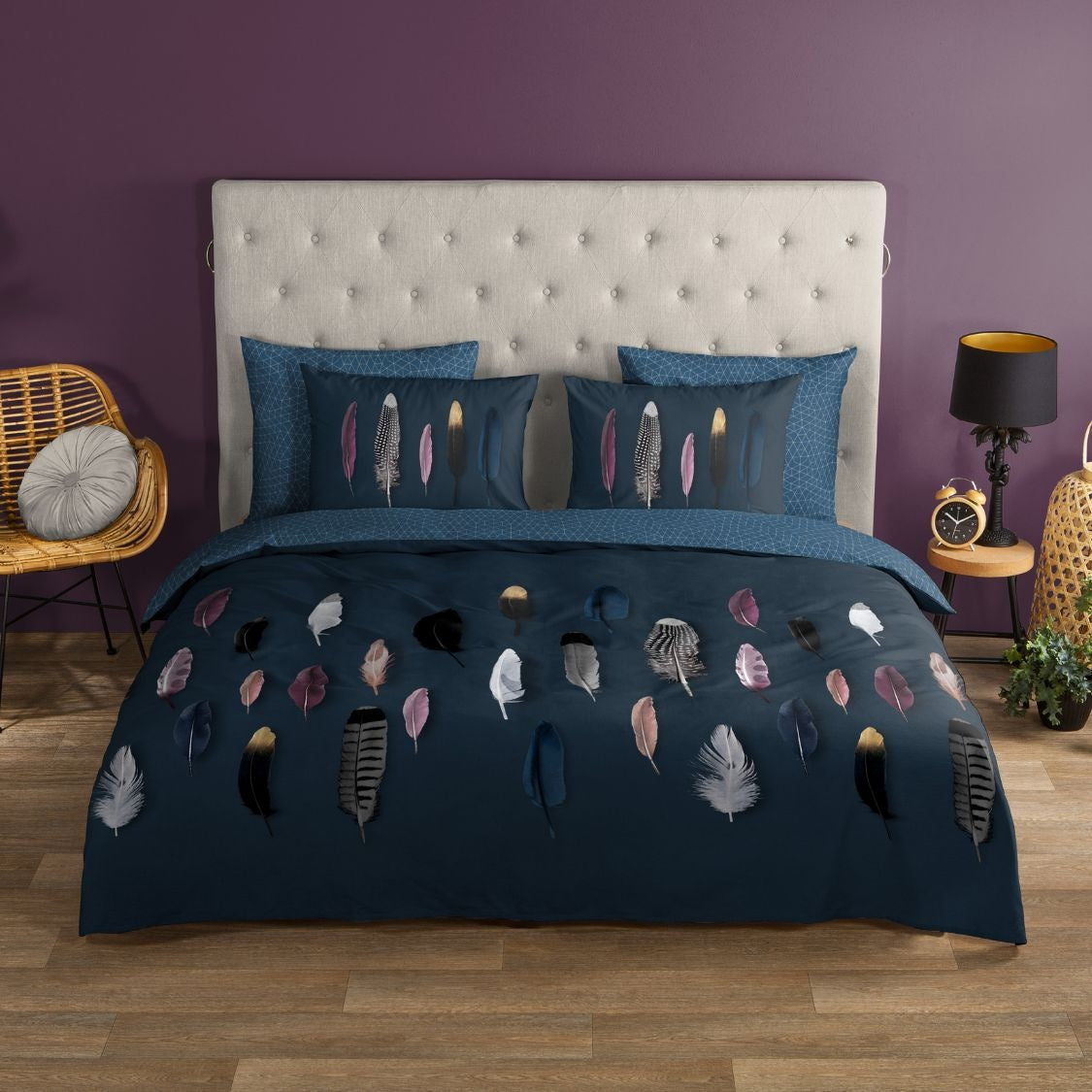 Dekbedovertrek Feathers Blauw - Katoen