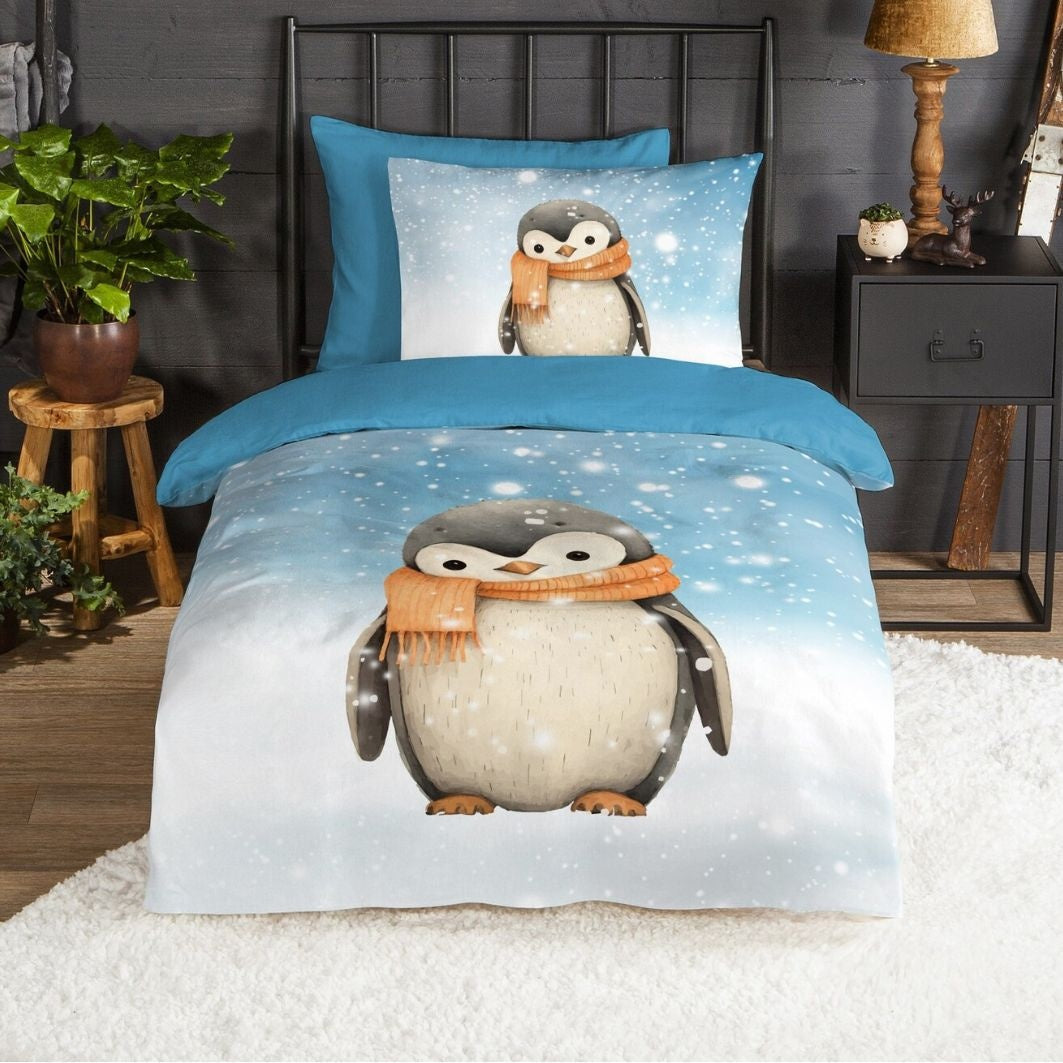 Good Morning kinderdekbedovertrek Pingi - flanel - eenpersoons (140x220 + 60x70 cm)