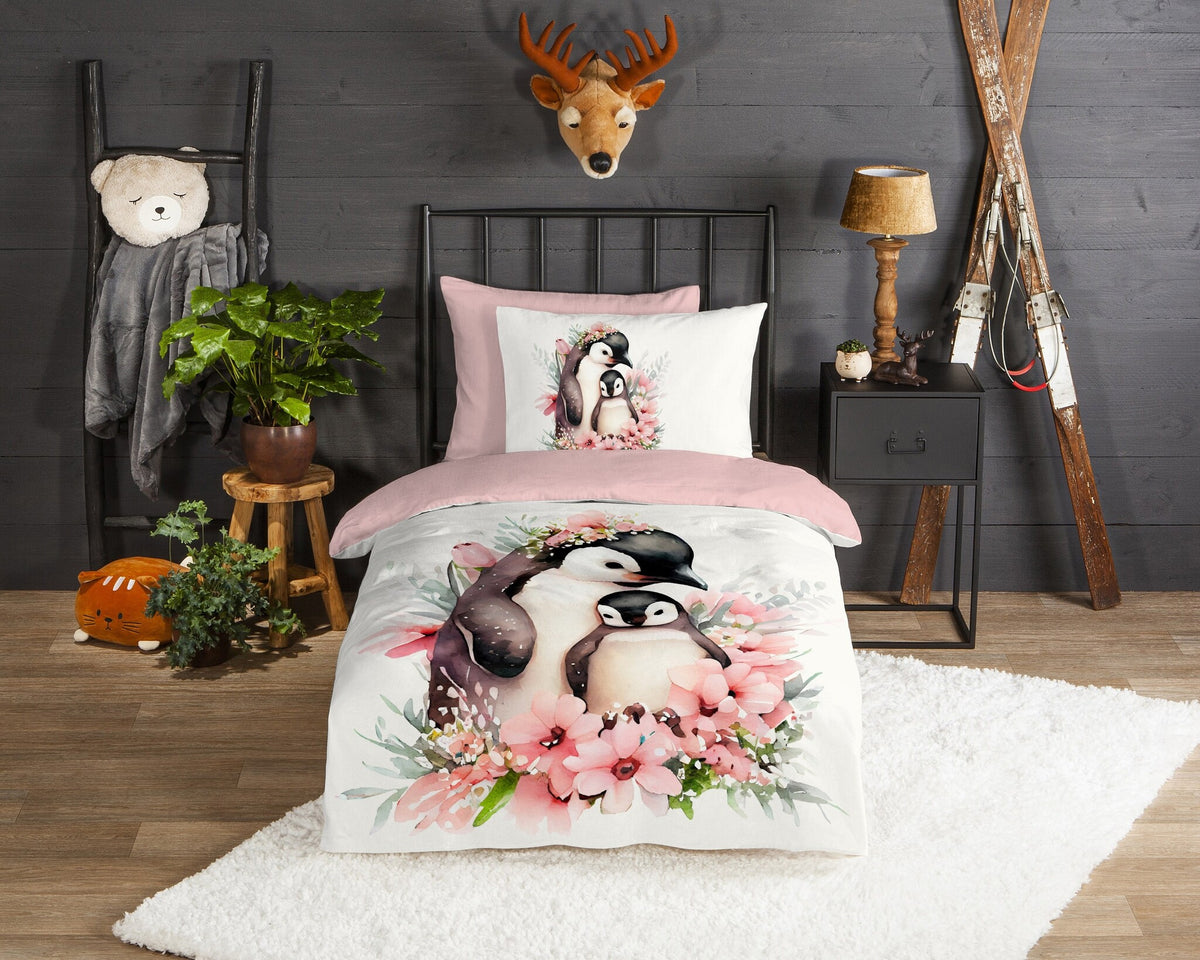 Good Morning kinderdekbedovertrek Penny Roze - flanel - eenpersoons (140x220 + 60x70 cm)