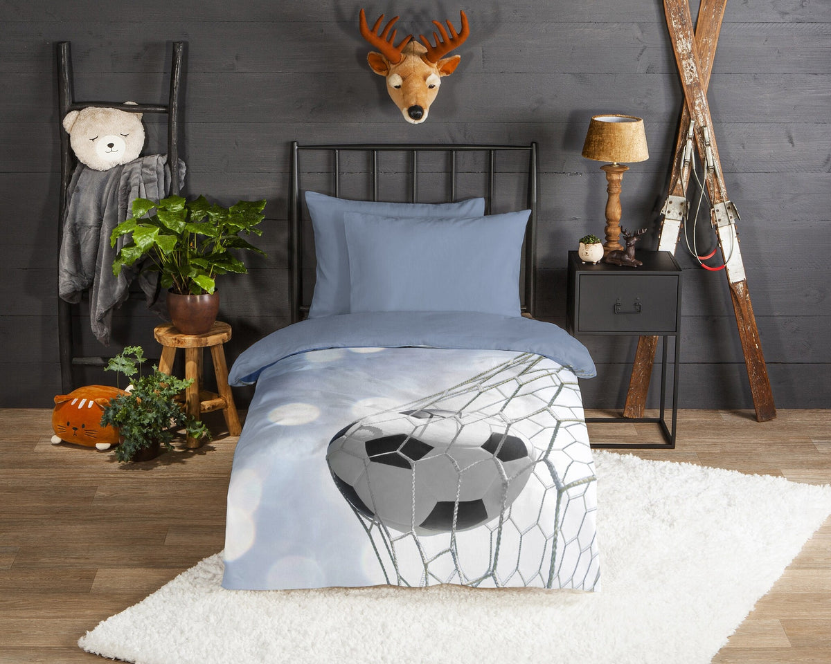 Good Morning kinderdekbedovertrek Tijmen Blauw - flanel - eenpersoons (140x220 + 60x70 cm)