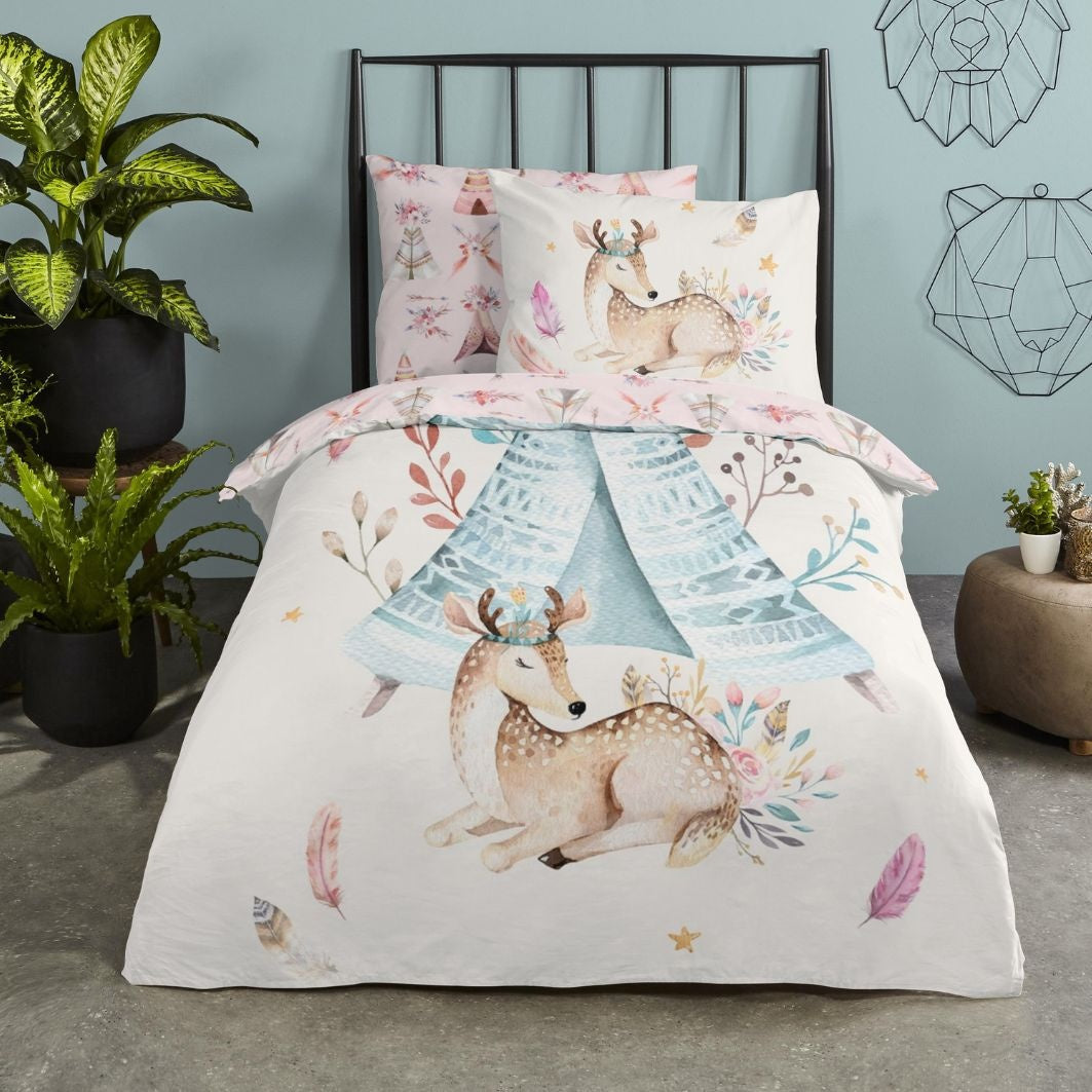 Good Morning kinderdekbedovertrek Boho - katoen - eenpersoons (140x220 + 60x70 cm)