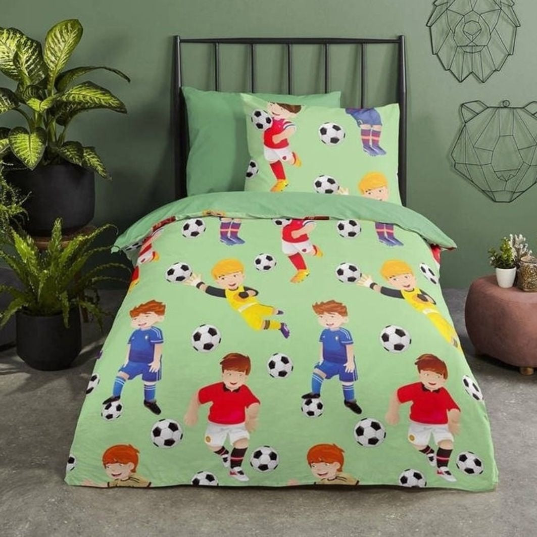 Good Morning kinderdekbedovertrek Go voetbal - katoen - eenpersoons (140x220 + 60x70 cm)