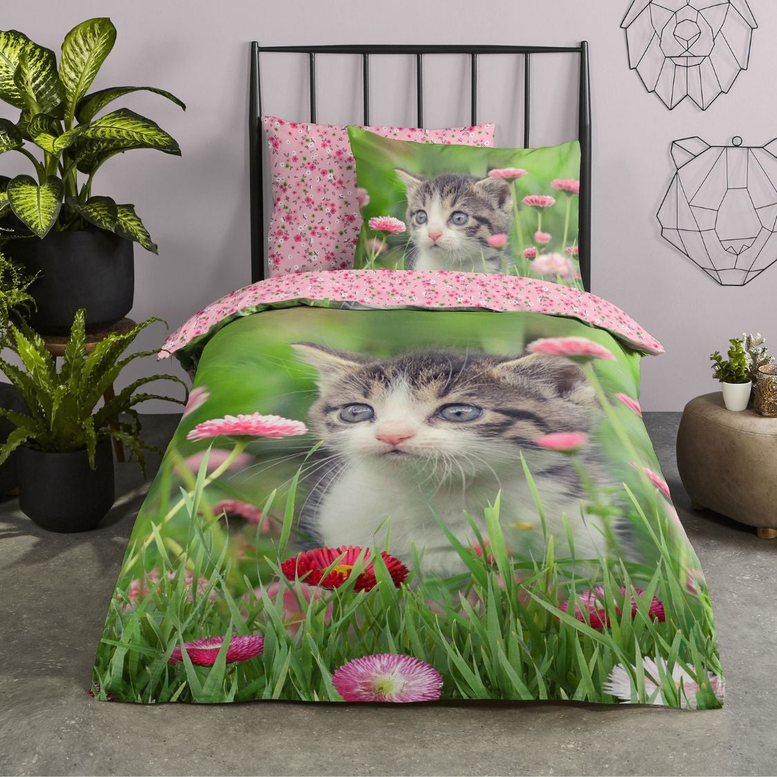 Good Morning kinderdekbedovertrek Kitten - katoen - eenpersoons (140x220 + 60x70 cm)