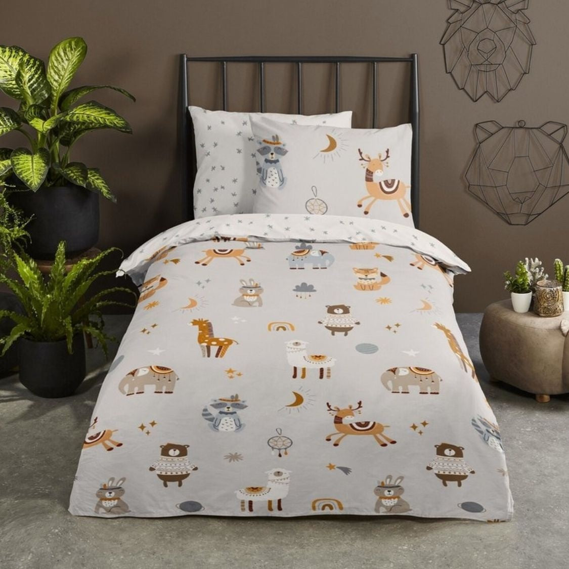 Good Morning kinderdekbedovertrek Woody - katoen - eenpersoons (140x220 + 60x70 cm)