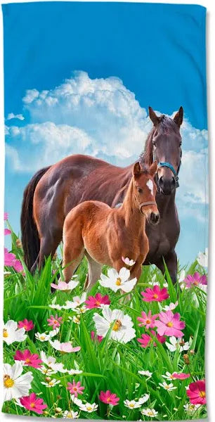 Good Morning strandlaken Horses - Polyvelours (75x150 cm)
