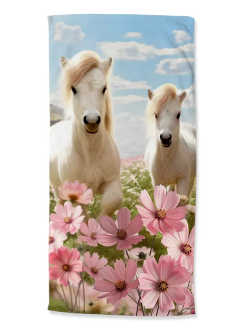 Good Morning strandlaken Philou - paarden - Polyvelours (75x150 cm)