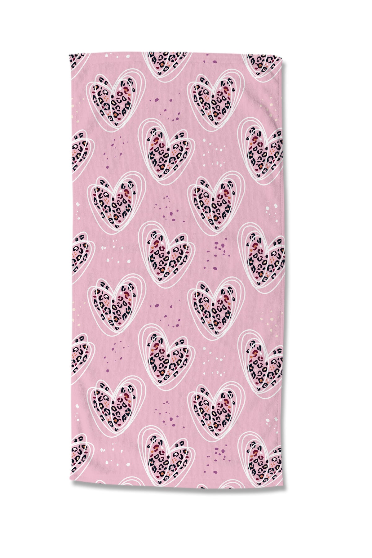 Good Morning strandlaken Pink Heart - Polyvelours (75x150 cm)