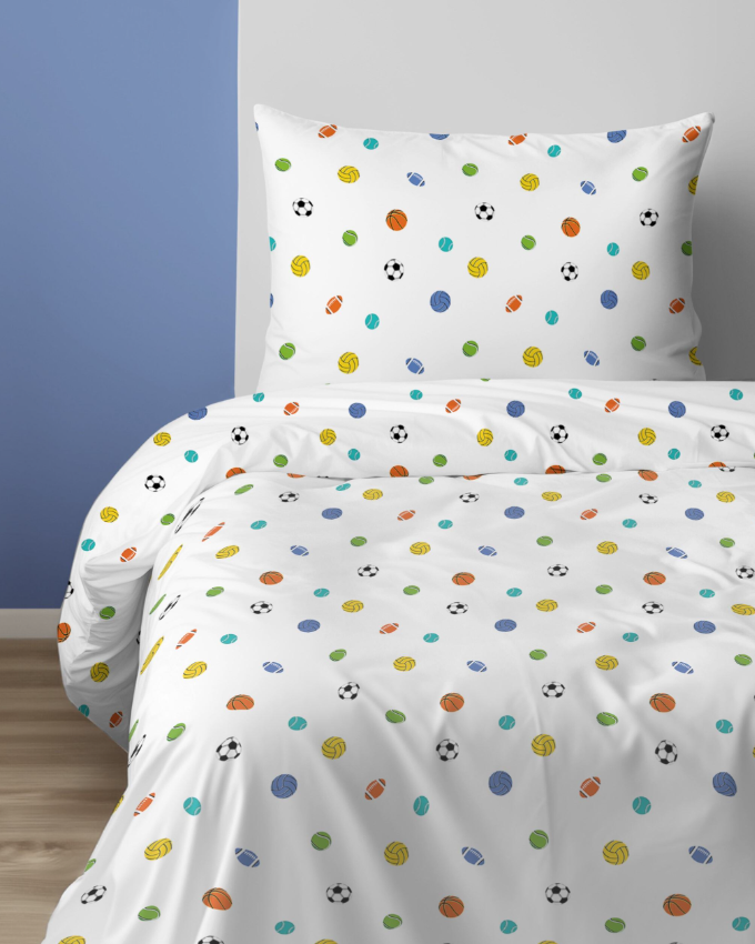 Xoxo kinderdekbedovertrek Sportballen - katoen - eenpersoons (140x200 + 70x80 cm)