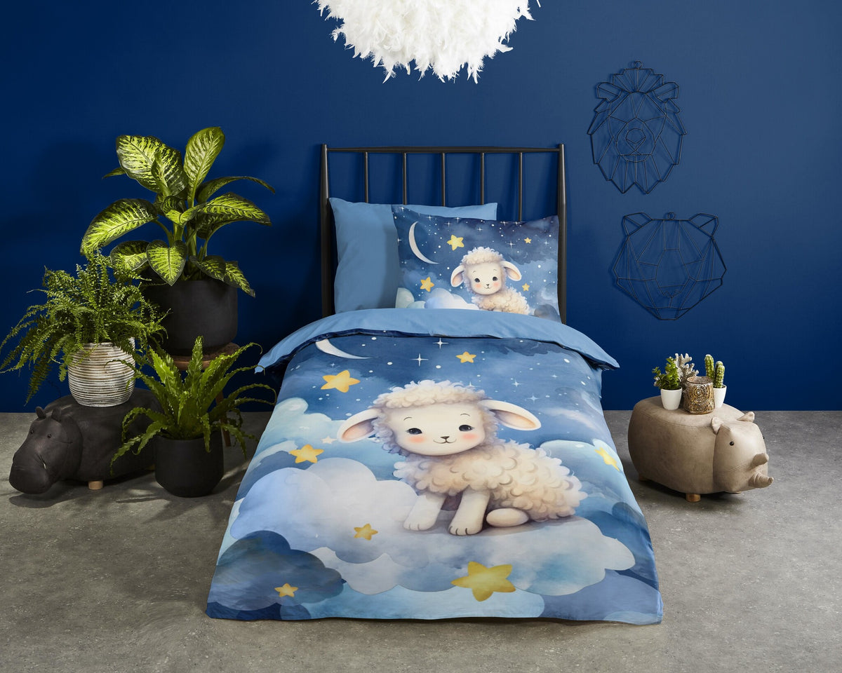 Pure kinderdekbedovertrek Sheepy schaap - microvezel - eenpersoons (140x220 + 60x70 cm)