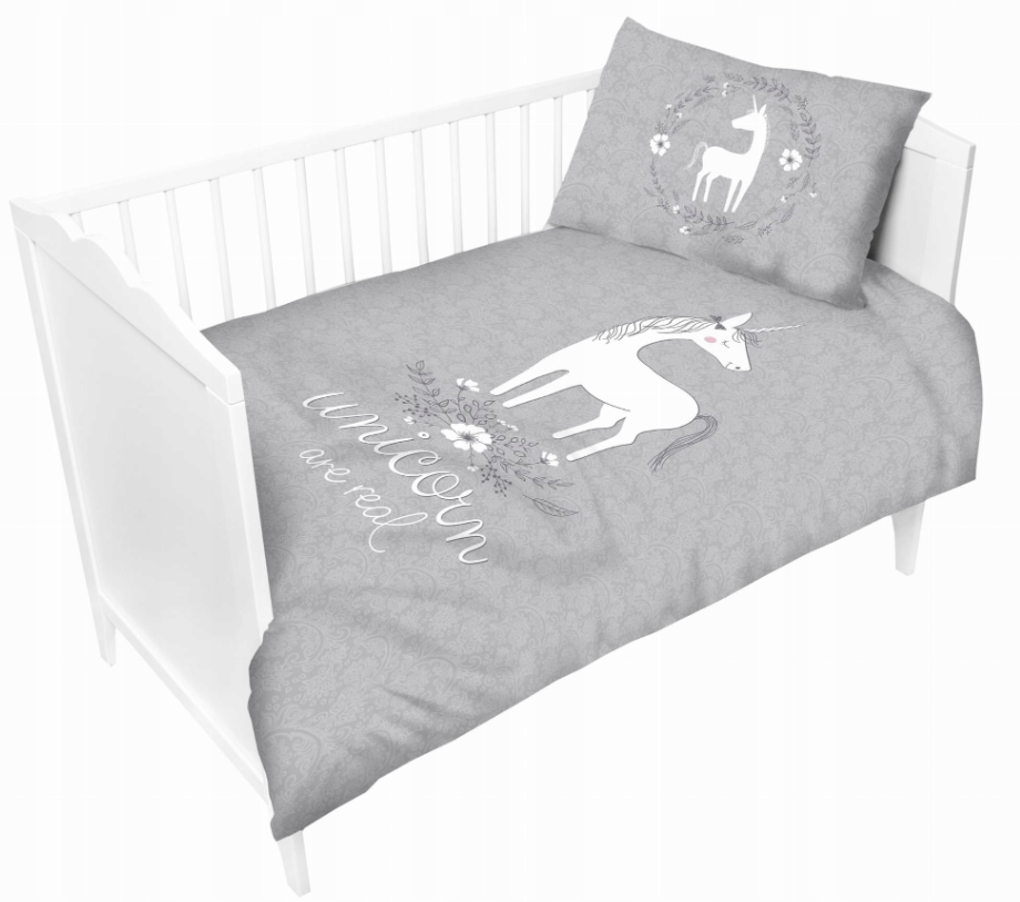 Mayamoo dekbedovertrek Unicorn - grijs - bamboe/katoen - ledikant (100x135 cm + 40x60 cm)