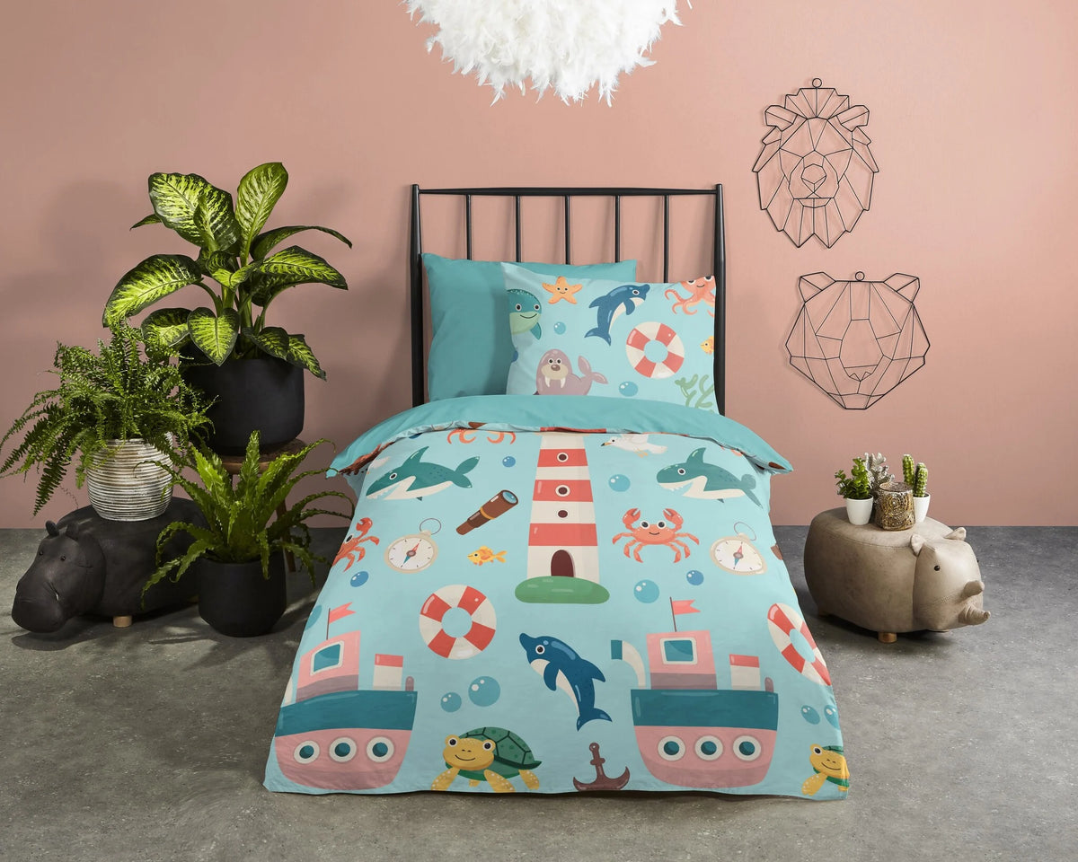 Pure kinderdekbedovertrek Sailor - microvezel - eenpersoons (140x220 + 60x70 cm)