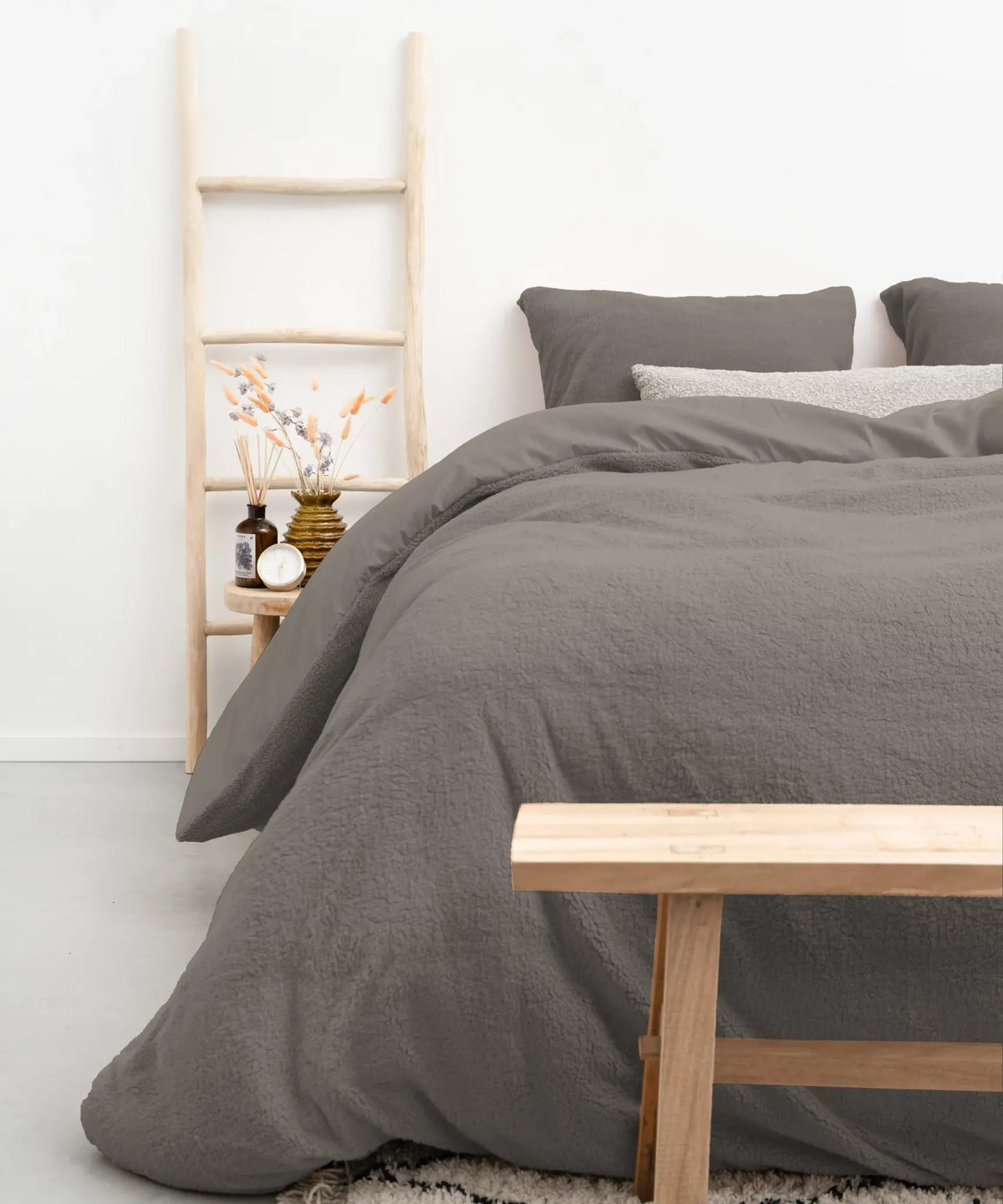 Sleeptime teddy fleece dekbedovertrek onderkant microvezel - kaki