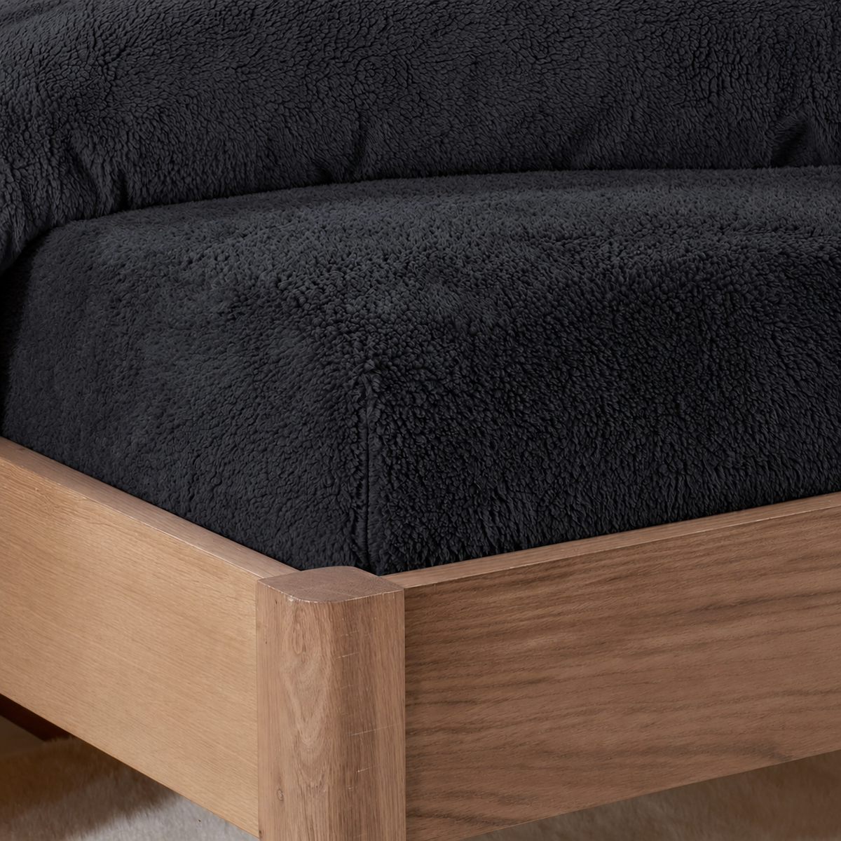 Decoware teddy fleece hoeslaken - zwart