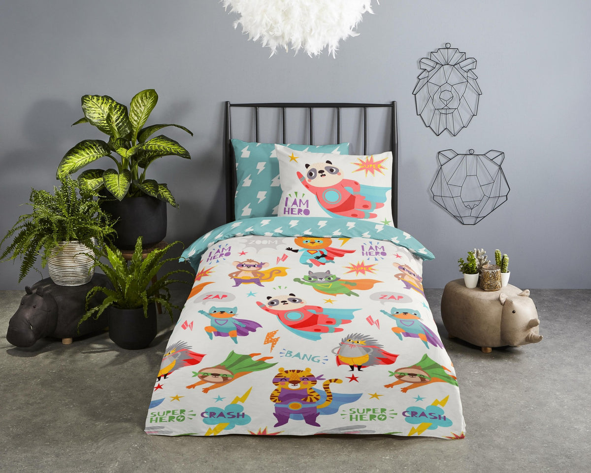 Good Morning Peuter dekbedovertrek Super Hero - katoen (120x150 + 60x70 cm)