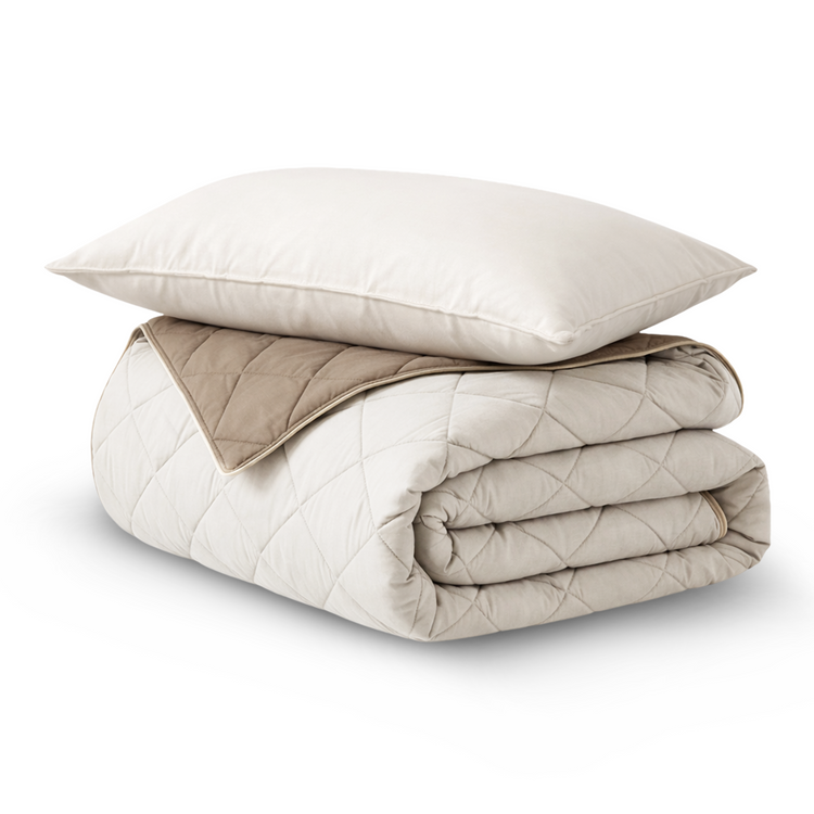 Decoware dekbed en overtrek in 1 - inclusief kussensloop - Creme/Taupe