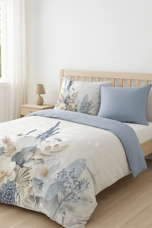 Descanso dekbedovertrek Junte - Blauw - Katoen Satijn