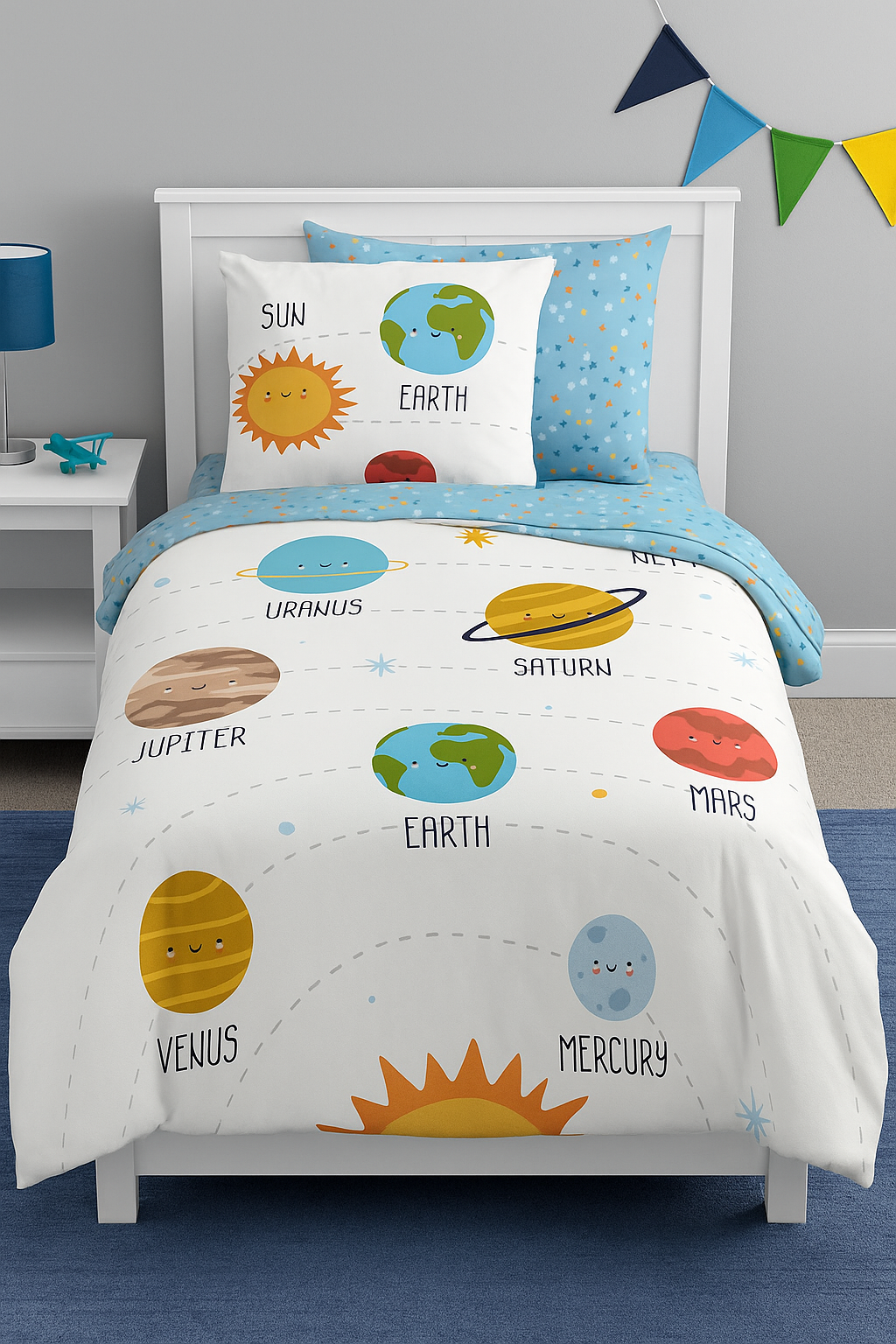 Good Morning kinderdekbedovertrek Astra - blauw - katoen - eenpersoons (140x220 + 60x70 cm)