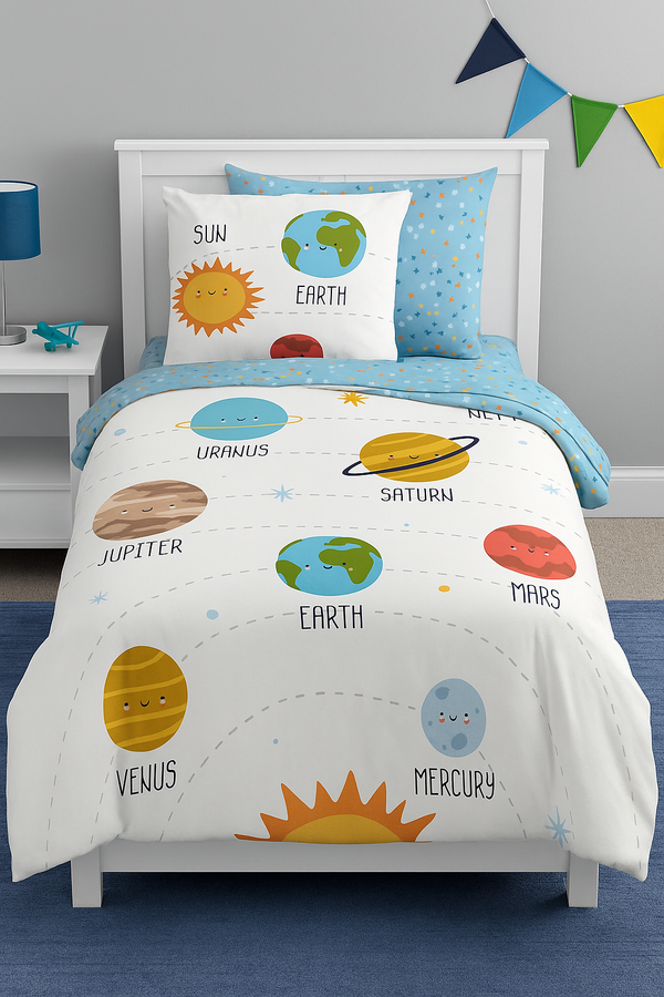 Good Morning kinderdekbedovertrek Astra - blauw - katoen - eenpersoons (140x220 + 60x70 cm)