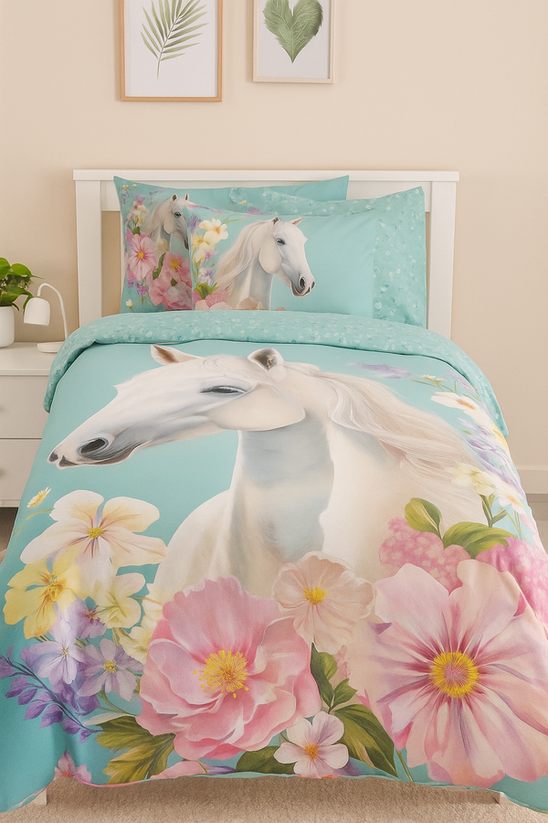 Good Morning kinderdekbedovertrek Binky - groen - katoen - eenpersoons (140x220 + 60x70 cm)