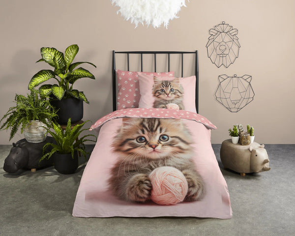 Good Morning kinderdekbedovertrek Chat Kitten - katoen - eenpersoons (140x220 + 60x70 cm)