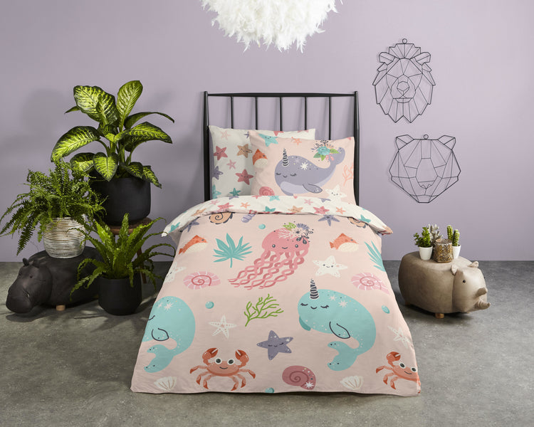 Good Morning kinderdekbedovertrek Loua - roze - katoen - eenpersoons (140x220 + 60x70 cm)