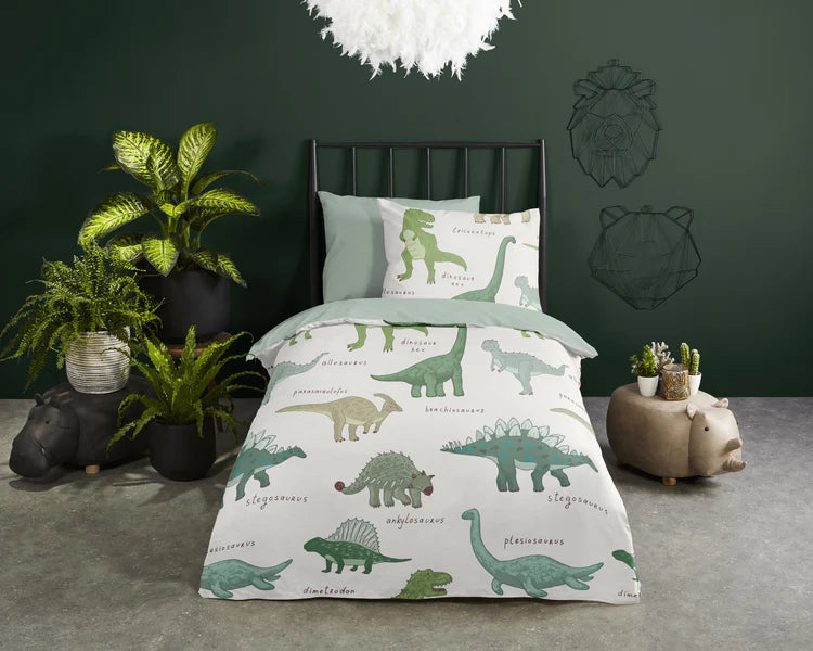 Good Morning dekbedovertrek Beata Green - katoen - eenpersoons (140x220 + 60x70 cm)