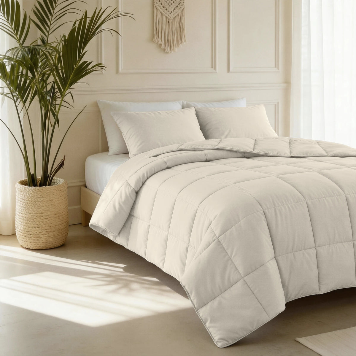 Lazy dekbed en overtrek in 1 - Beige - exclusief kussensloop - kameraanzicht