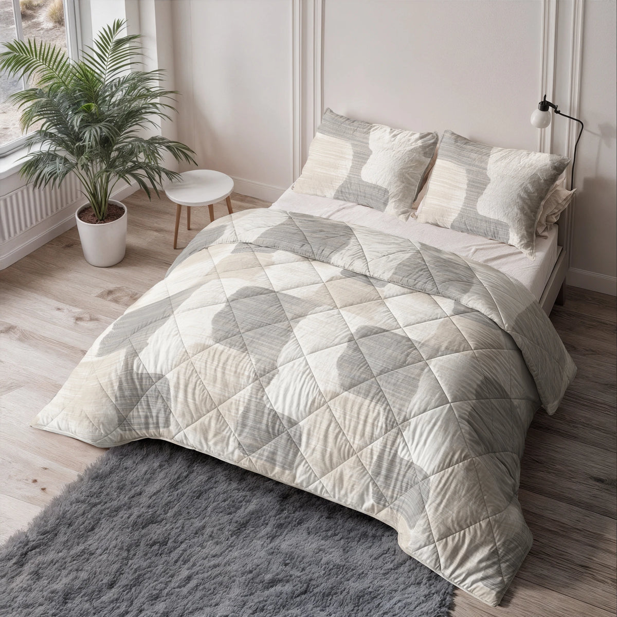 Lazy dekbed en overtrek in 1 - Checkered - exclusief kussensloop - bovenaanzicht