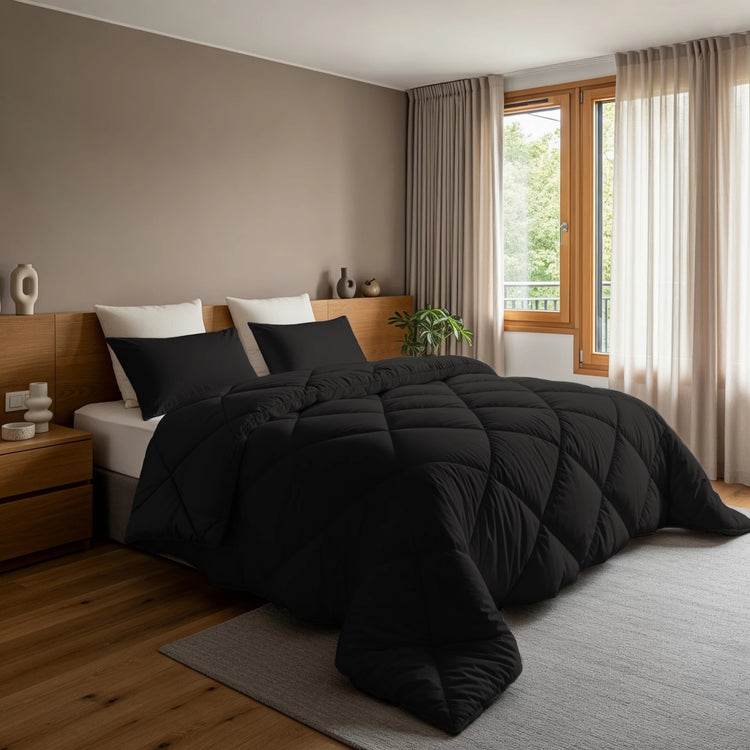 Lazy dekbed en overtrek in 1 - Diamond - zwart - inclusief kussensloop - sfeerimpressie