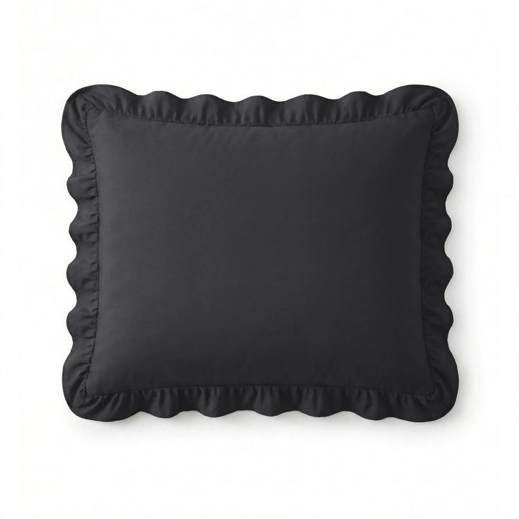 Lazy kussensloop Ruffles - Antraciet - 2 stuks 60x70 cm - kussensloop