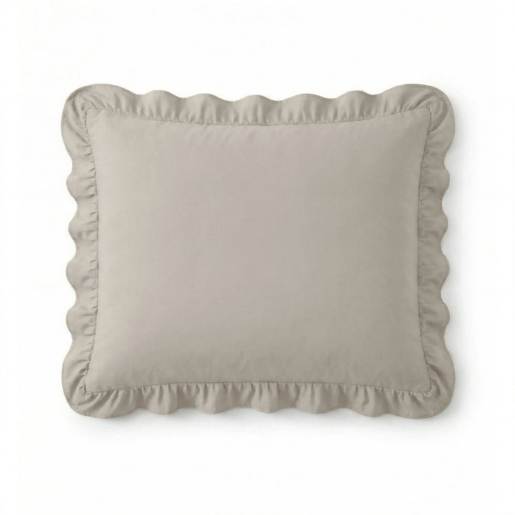 Lazy kussensloop Ruffles - Beige/Grijs - 2 stuks 60x70 cm - kussensloop