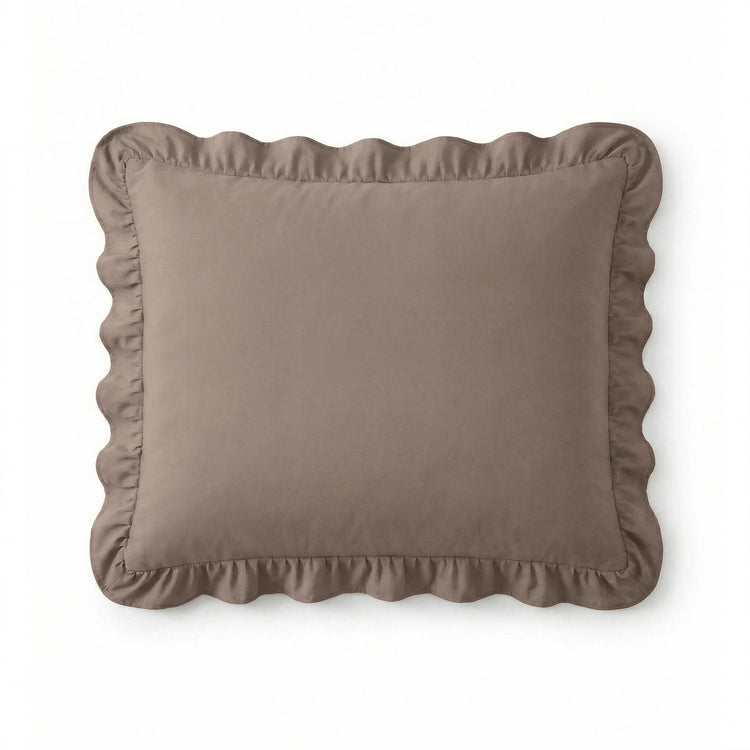 Lazy kussensloop Ruffles - Taupe - 2 stuks 60x70 cm - kussensloop