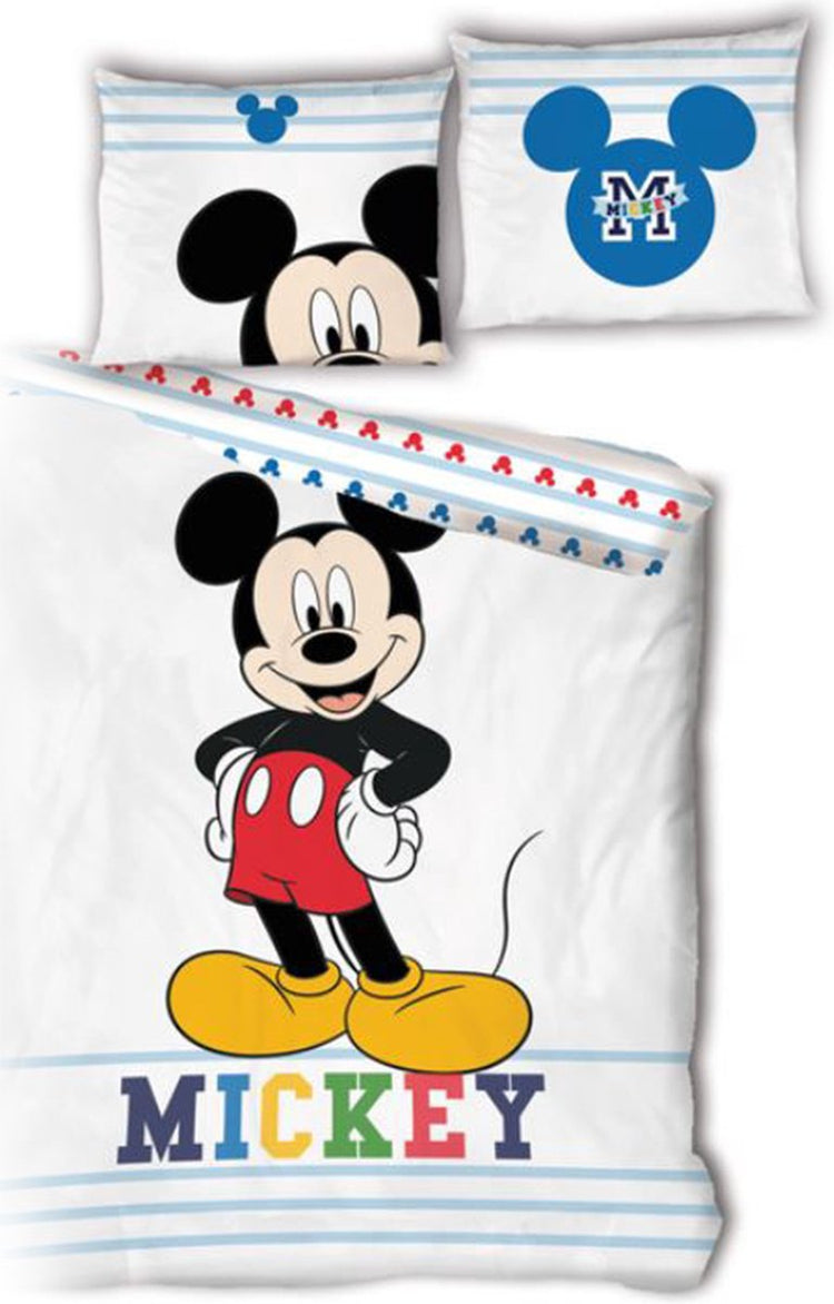 Mickey Mouse kinderdekbedovertrek - katoen - eenpersoons (140x200 + 65x65 cm)