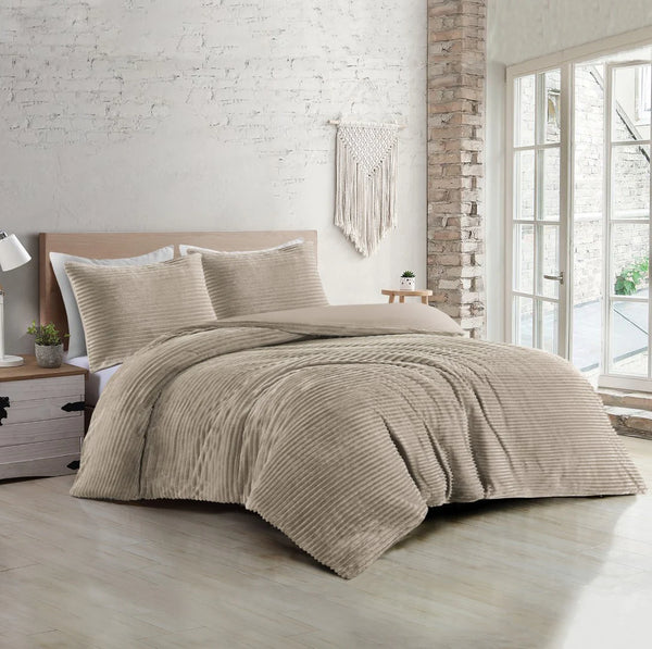 Papillon Teddy Rib Fleece dekbedovertrek Dorit - Zand