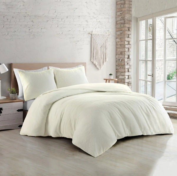 Papillon Teddy Fleece dekbedovertrek Billy - Off White/Ivoor